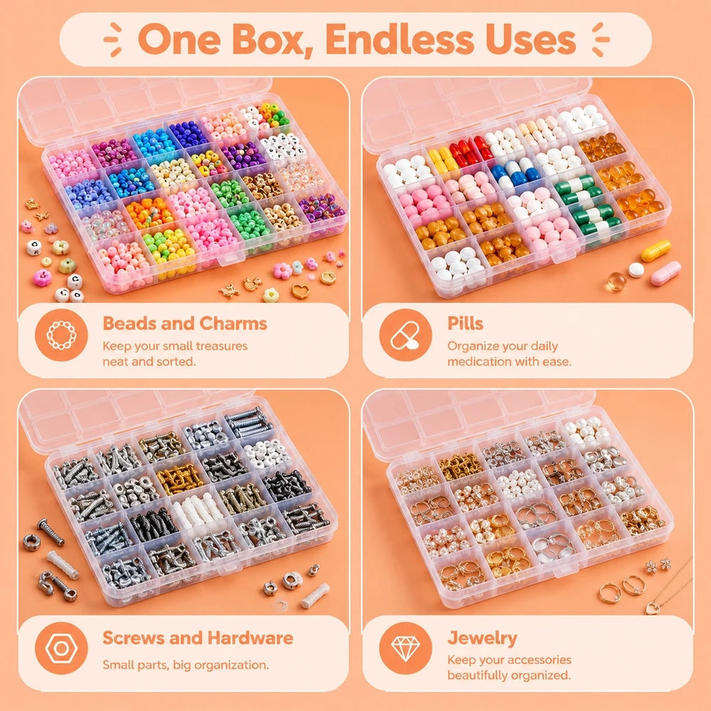 28-Compartment Plastic Organizer for Nail Art, Beads & Crafts Craft Storage Organizer Nixie