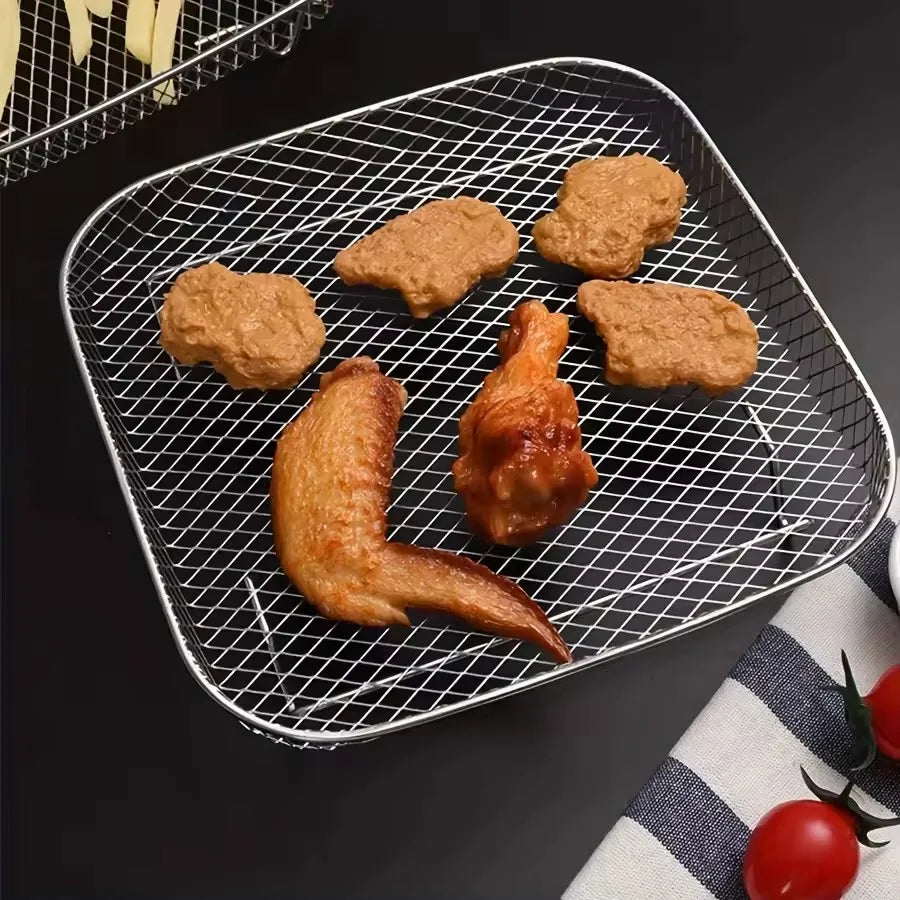 Stainless Steel Air Fryer Rack 1-3 Layer Stackable Grill Basket Air Fryer Rack Nixie