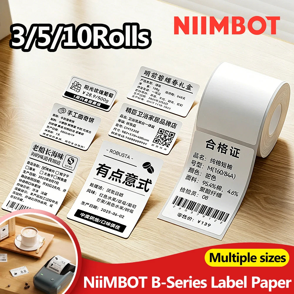 NiiMbot Thermal Label Rolls – Round White Waterproof Stickers Thermal Label Rolls Nixie