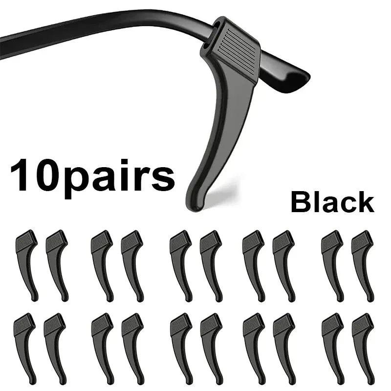 10pcs Silicone Anti-Slip Eyeglasses Ear Hook Temple Tip Grips Eyeglasses Accessories Nixie black-20pcs