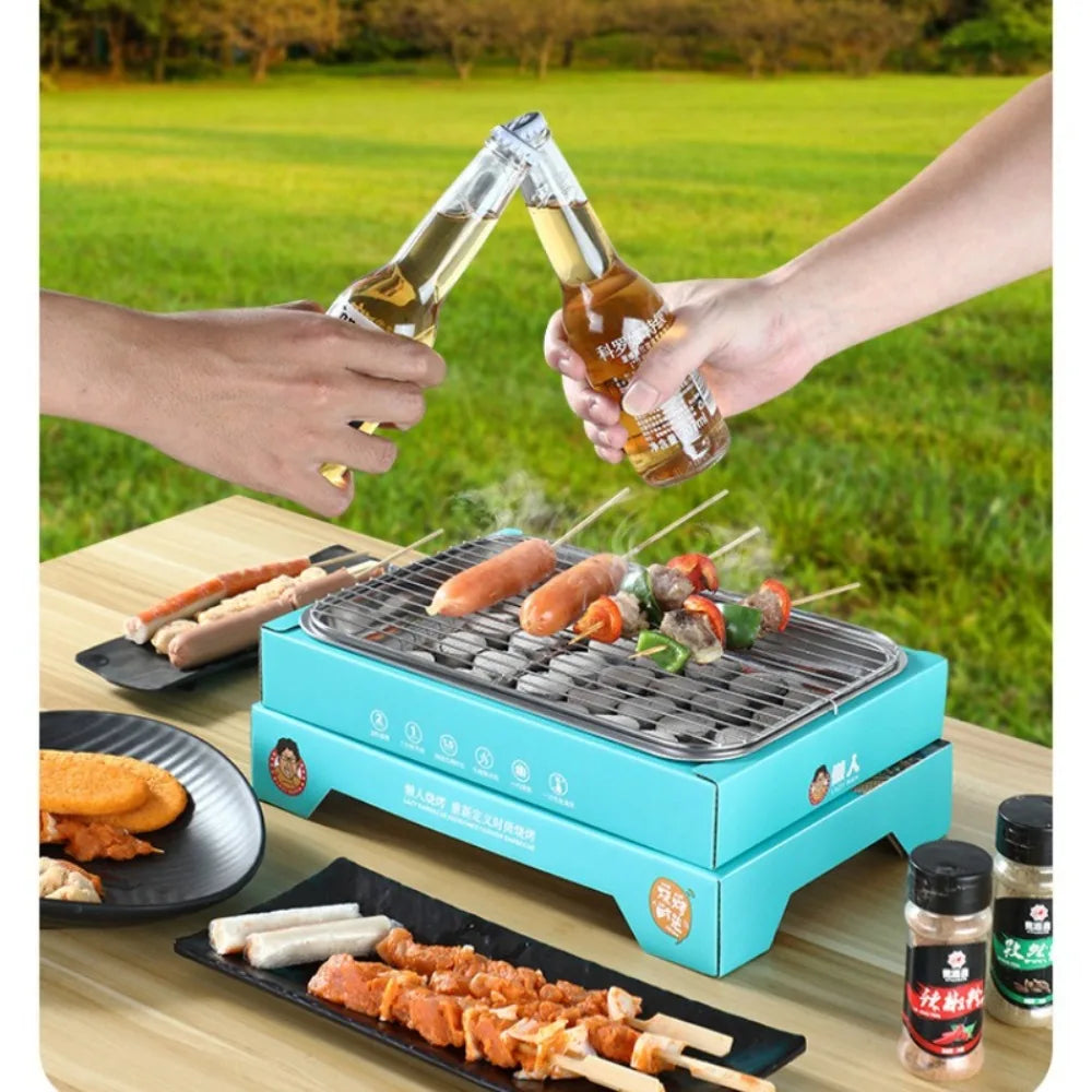 Portable Disposable Charcoal Grill Set – BBQ, Camping & Picnic Portable Charcoal Grill Nixie