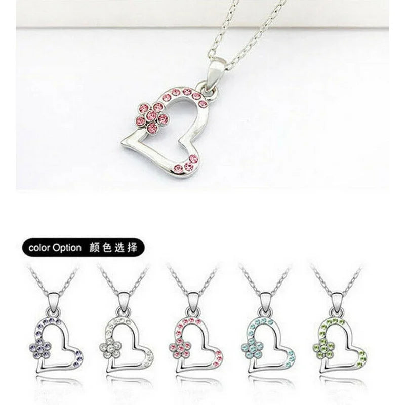 Women's Green Crystal Heart Pendant Necklace | Gift Pendant Necklace Nixie