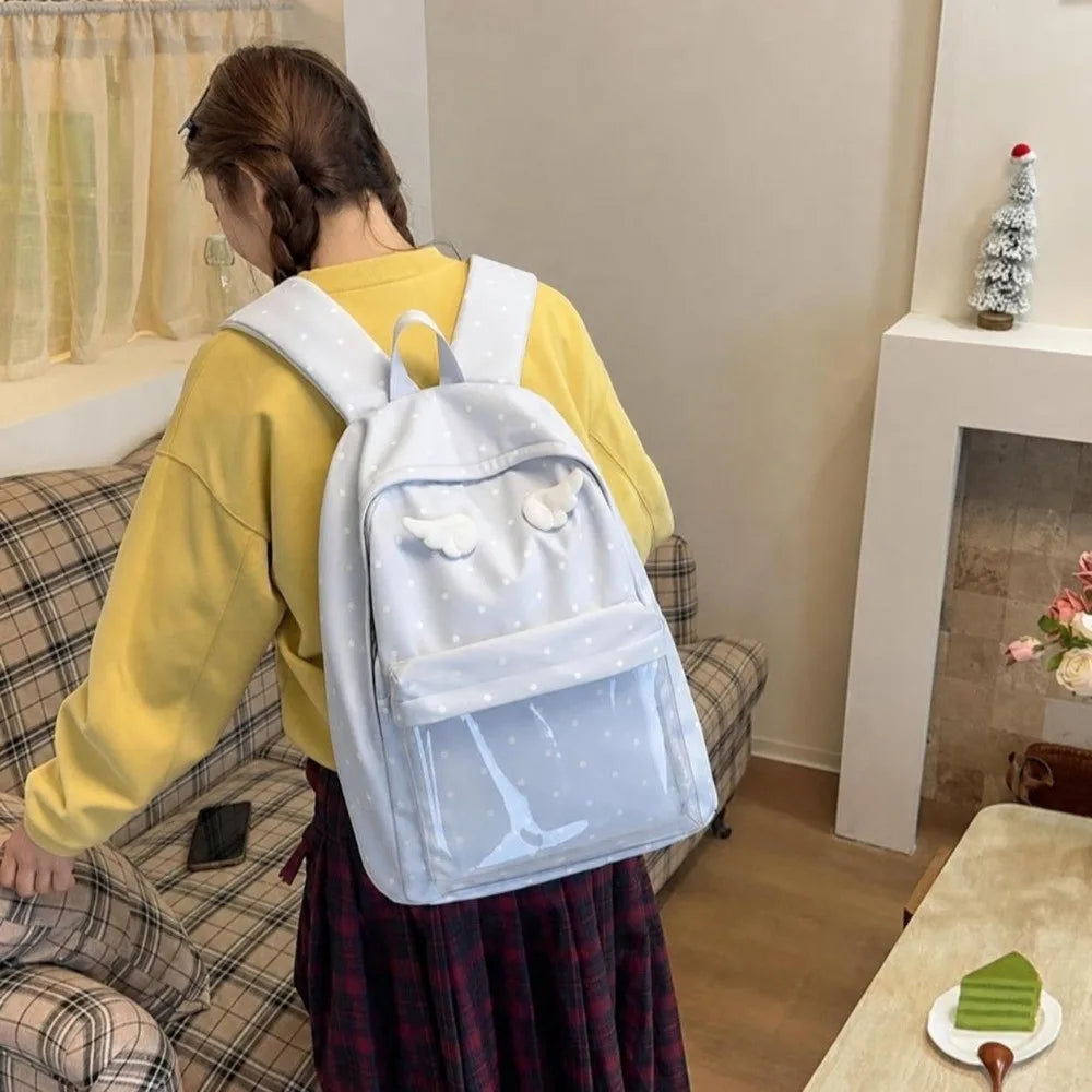 Polka Dot Angel Wings Backpack – Large Laptop Bag for Girls Girls Laptop Backpack Nixie