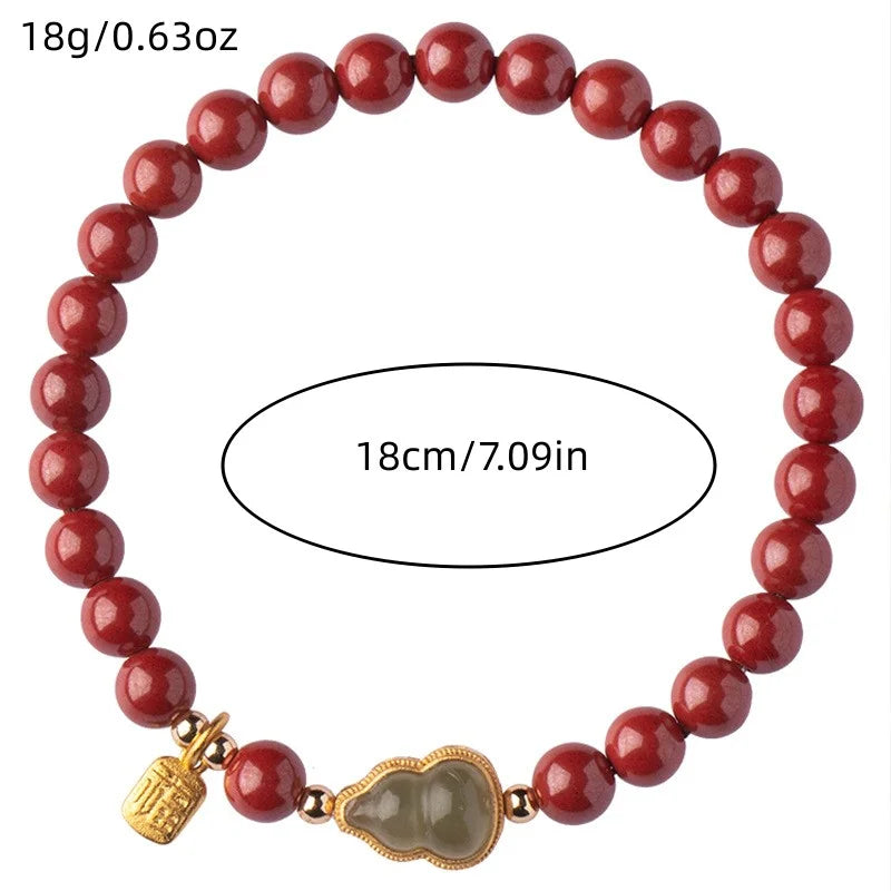 Lucky Jade & Cinnabar Bead Charm Bracelet for Women | Good Luck Charm Bracelet Nixie