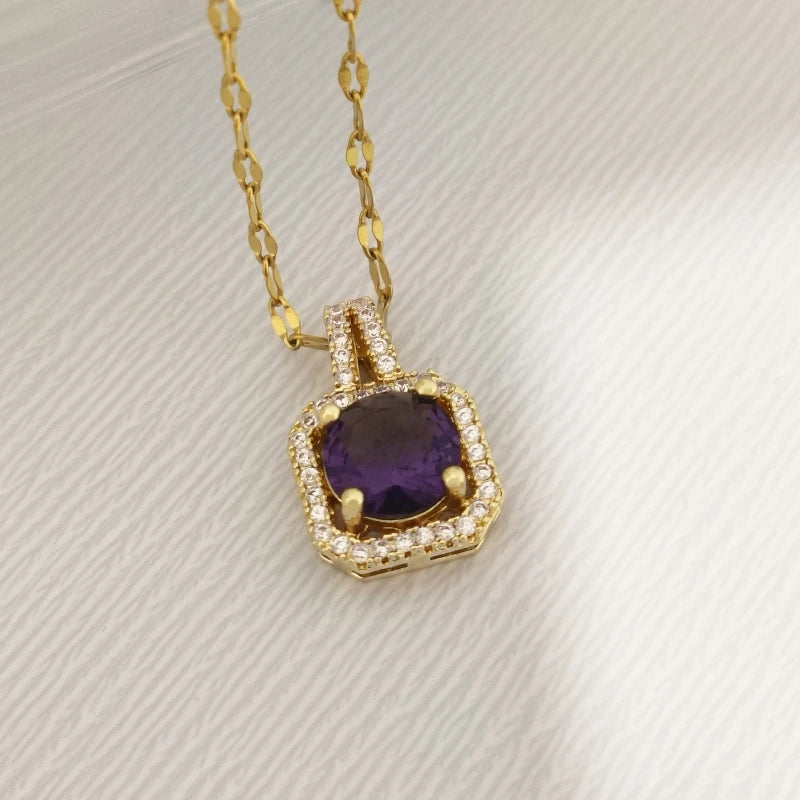 Micro Zircon Princess Purse Pendant Necklace | Copper Chain Pendant Necklace Nixie XL1432-13
