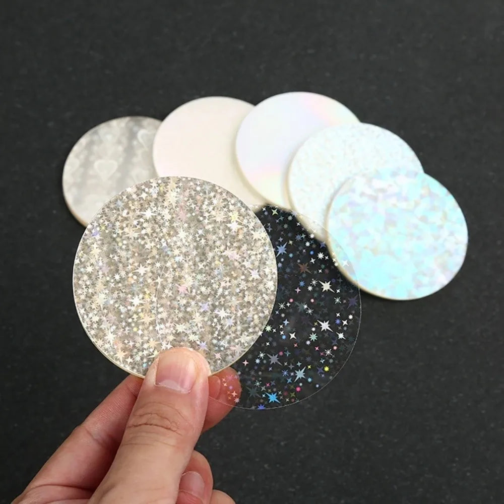 100Pcs Laser Film Badge Covers Transparent PVC Star DIY