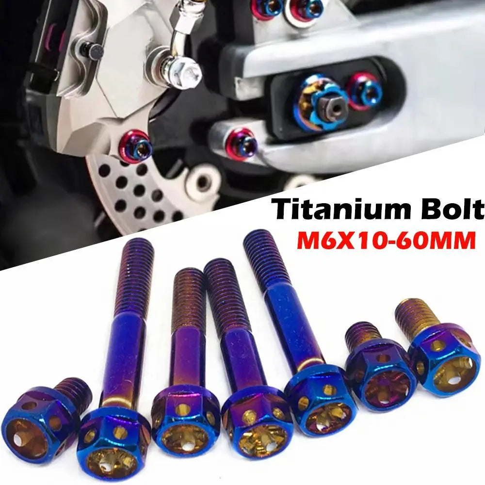 M6 Titanium Hex Flange Bolt Blue Drilled Head – 10 Lengths Titanium Hex Bolt Nixie