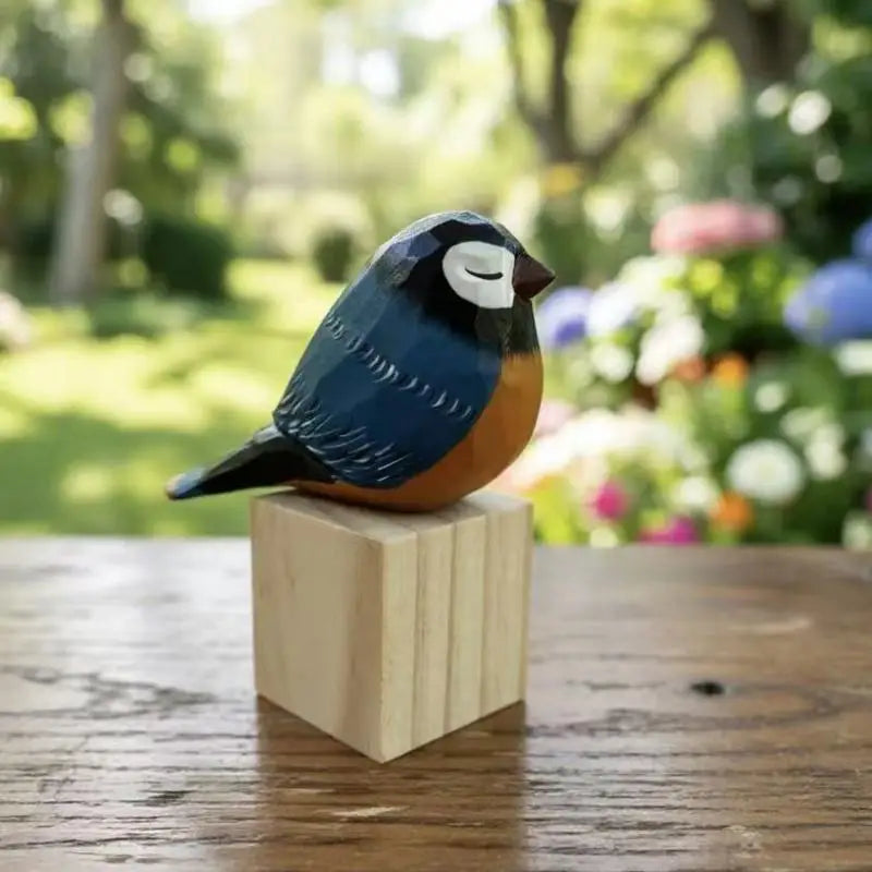 Hand Carved Wooden Bird Figurine – Hand Painted Colorful Decor Wood Bird Figurine Nixie