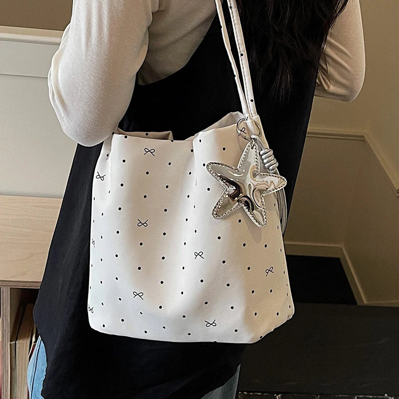 Korean Polka Dot Tote Crossbody Bag – Women's Fashion Bag Tote Crossbody Bag Nixie