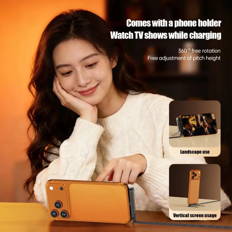 240W USB-C Fast Charging Cable with Foldable Phone Stand USB-C Charging Cable Nixie
