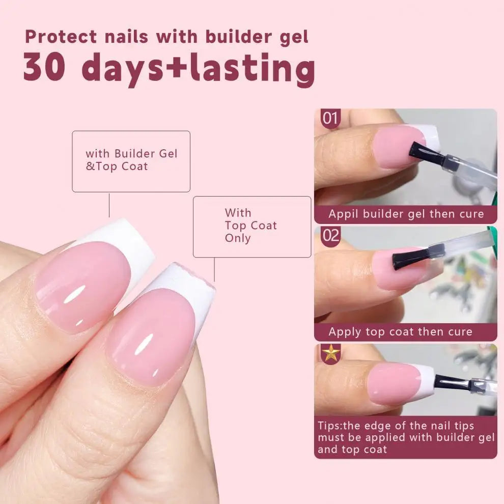 150pcs Glitter Press On Nails – Nude & White French False Nails Press On Nails Nixie