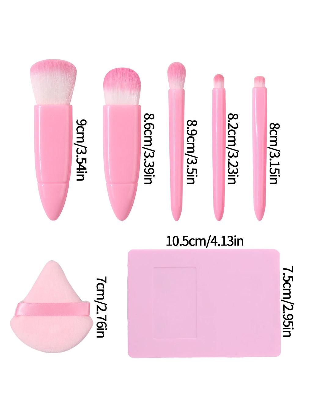 Pink Makeup Brush Set with Mirror – 7-Piece Travel Beauty Kit Makeup Brush Set Nixie
