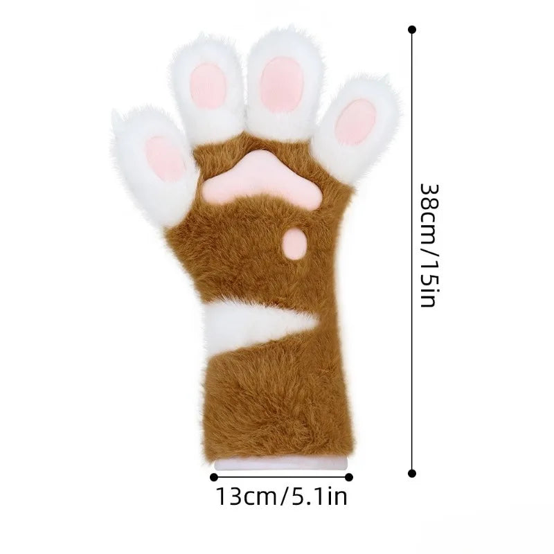 Halloween Fur Animal Claw Gloves – Plush Cosplay Paw Gloves Costume Claw Gloves Nixie