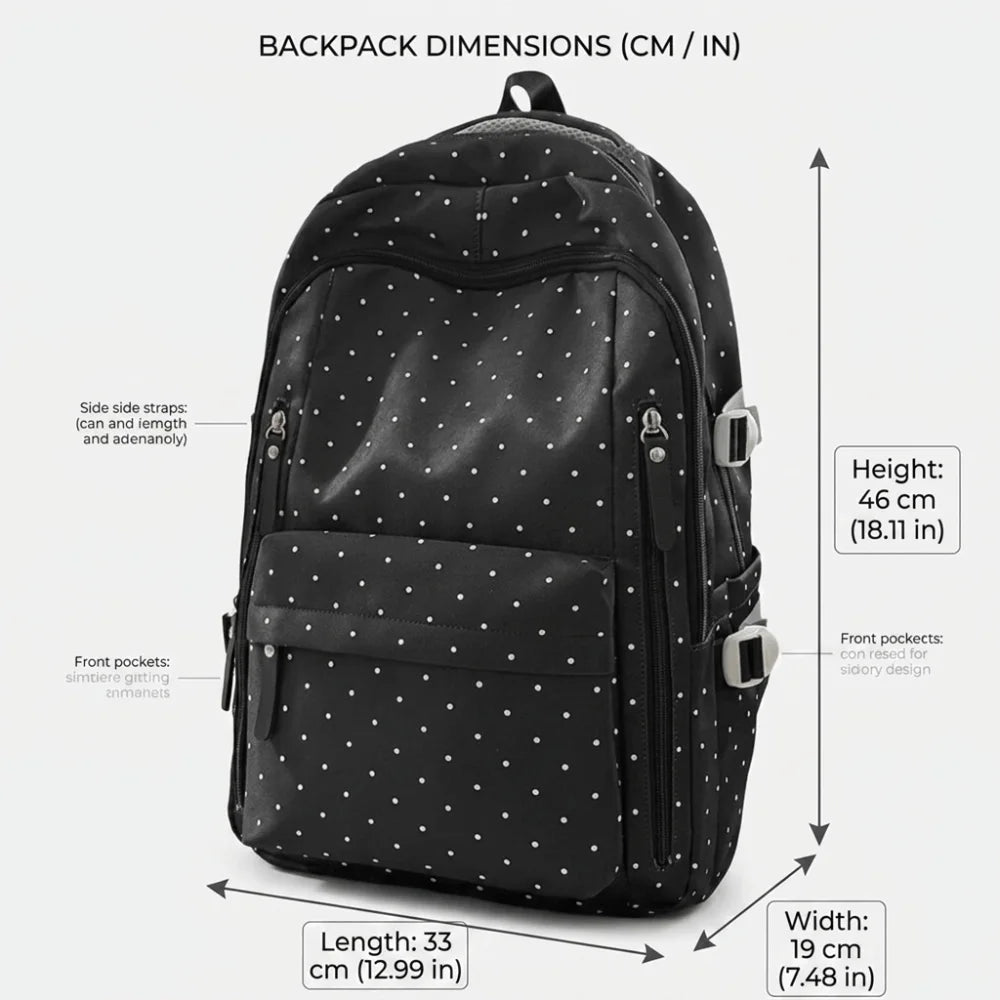 Nylon Polka Dot Backpack – Waterproof Large Capacity School Bag Nylon Backpack Nixie