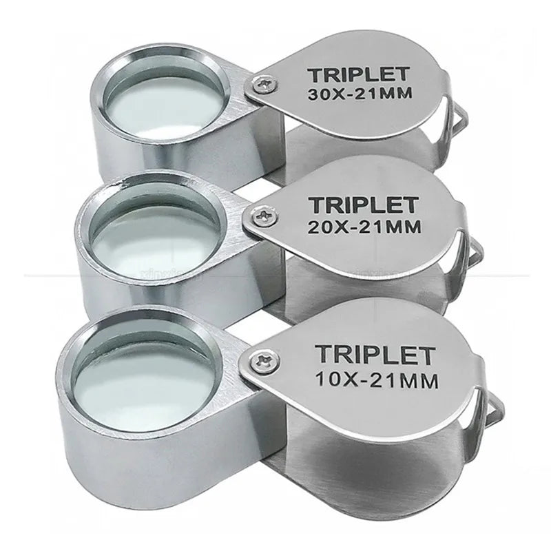 10x 20x 30x Folding Jewelry Loupe Magnifier – Metal Frame Glass Lens Jewelry Loupe Magnifier Nixie
