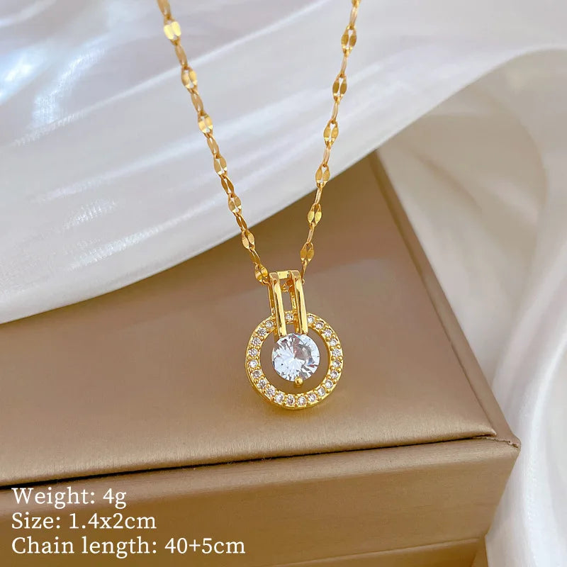 Women's Gold Hoop Pendant Necklace – Stainless Steel Choker Pendant Necklace Nixie XL2606-421