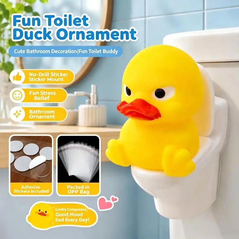 Cute Yellow Duck Toilet Figurine – Novelty Bathroom Decor Novelty Figurine Nixie