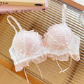 Sweet Lace Push-Up Bralette – Wire-Free Japanese Style Lingerie Lace Push-Up Bralette Nixie Pink M