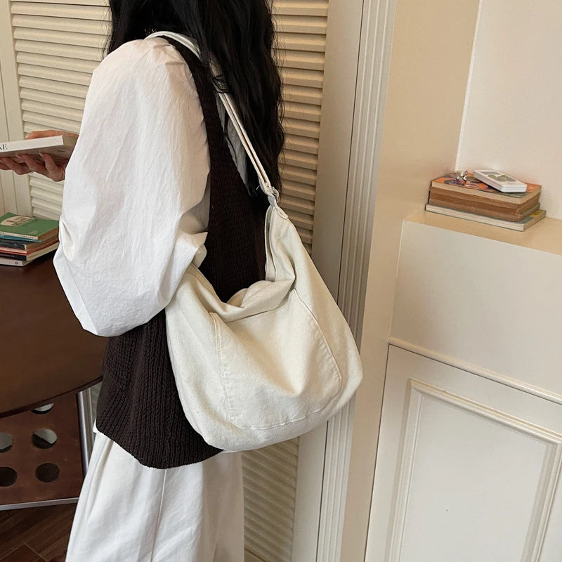 Retro Canvas Crossbody Bag – Large Capacity Shoulder Bag