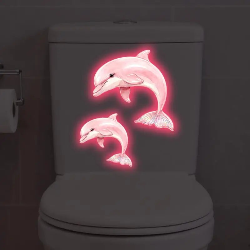 Luminous Dolphin Toilet Sticker – Glow-in-Dark PVC Decal Bathroom Wall Decal Nixie