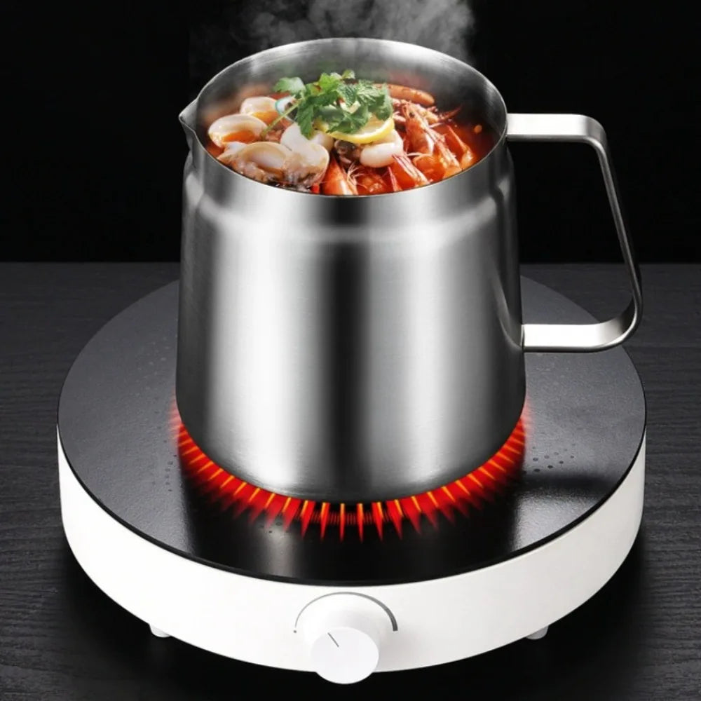 304 Stainless Steel 2L Deep Fryer Pot with Basket & Strainer Deep Fryer Pot Nixie