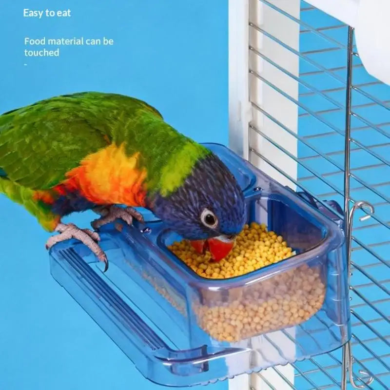 Parrot Double Bowl Hanging Bird Feeder – Splash-Proof Large Capacity