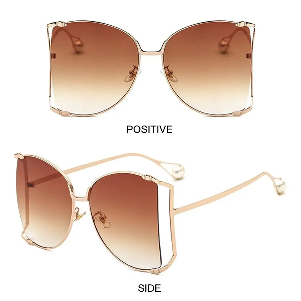 Oversized UV400 Sunglasses – Colorful Metal Hollow Pearl Women Oversized Sunglasses Nixie