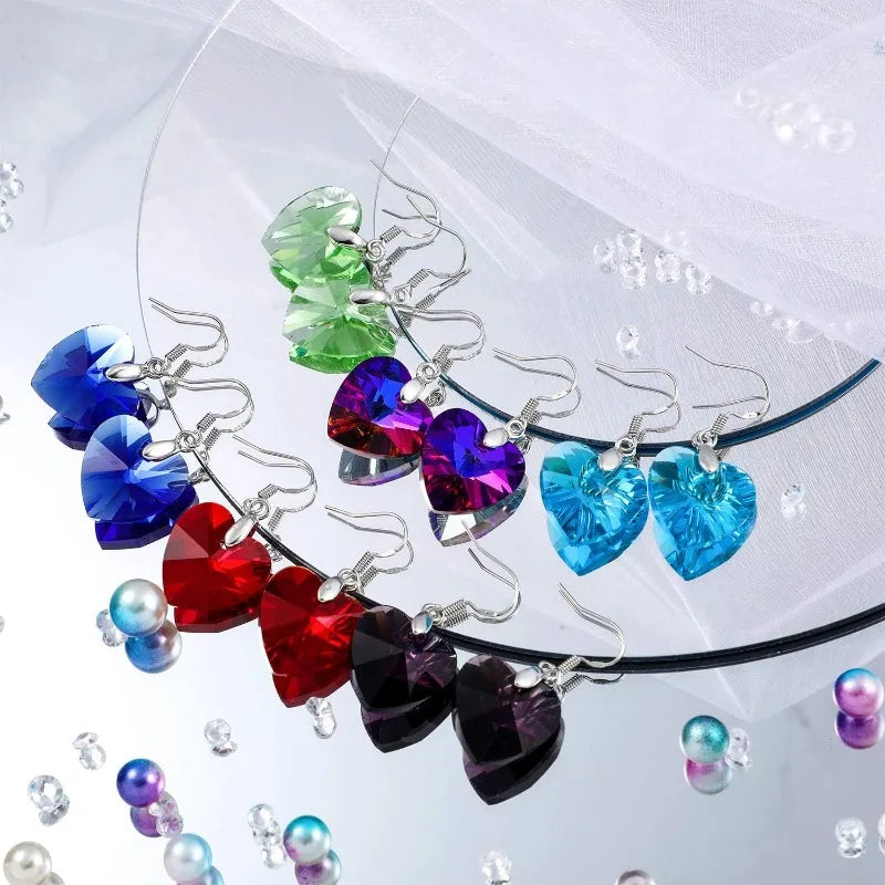 5 Pairs Crystal Heart Teardrop Dangle Earrings for Women Crystal Dangle Earrings Nixie