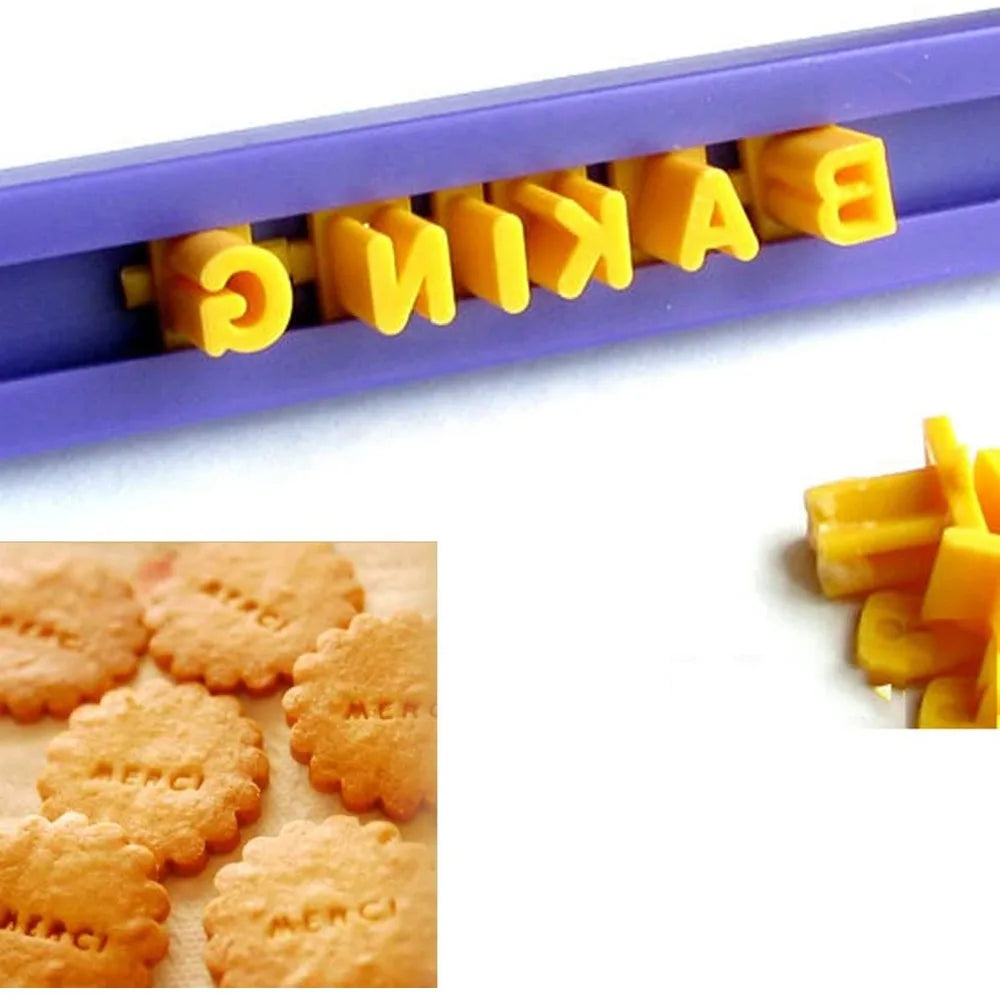 Alphabet Cookie Stamp Set with Slotted Frame – DIY Letter Stamps Cookie Stamp Set Nixie