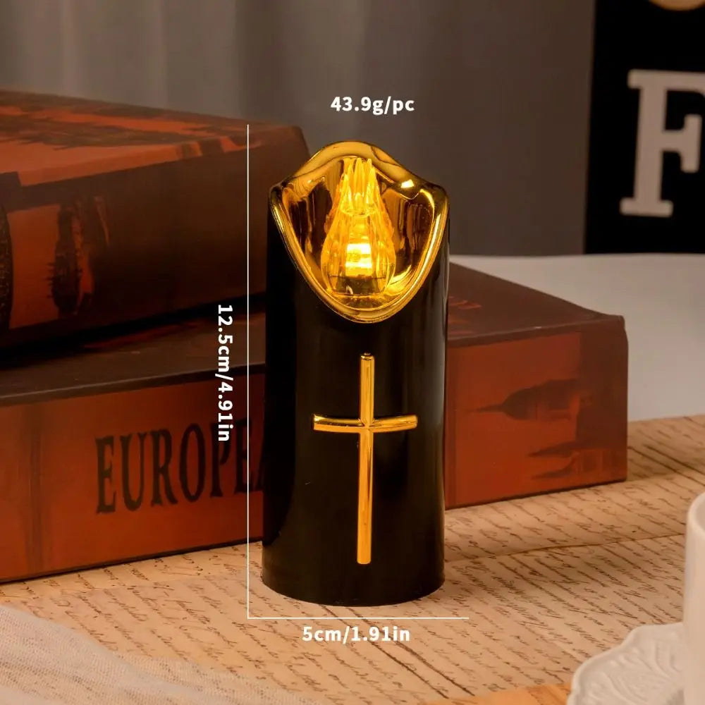 Christian Cross LED Flameless Candle – Prayer & Memorial Light LED Flameless Candle Nixie