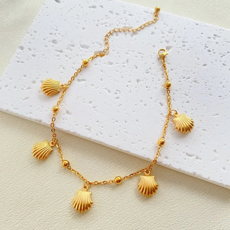 Ocean Style Stainless Steel Anklet – Starfish & Dolphin Charms