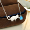 Blue Opal Cat Pendant Necklace – Silver Chain Women's Jewelry Pendant Necklace Nixie RED-BROWN