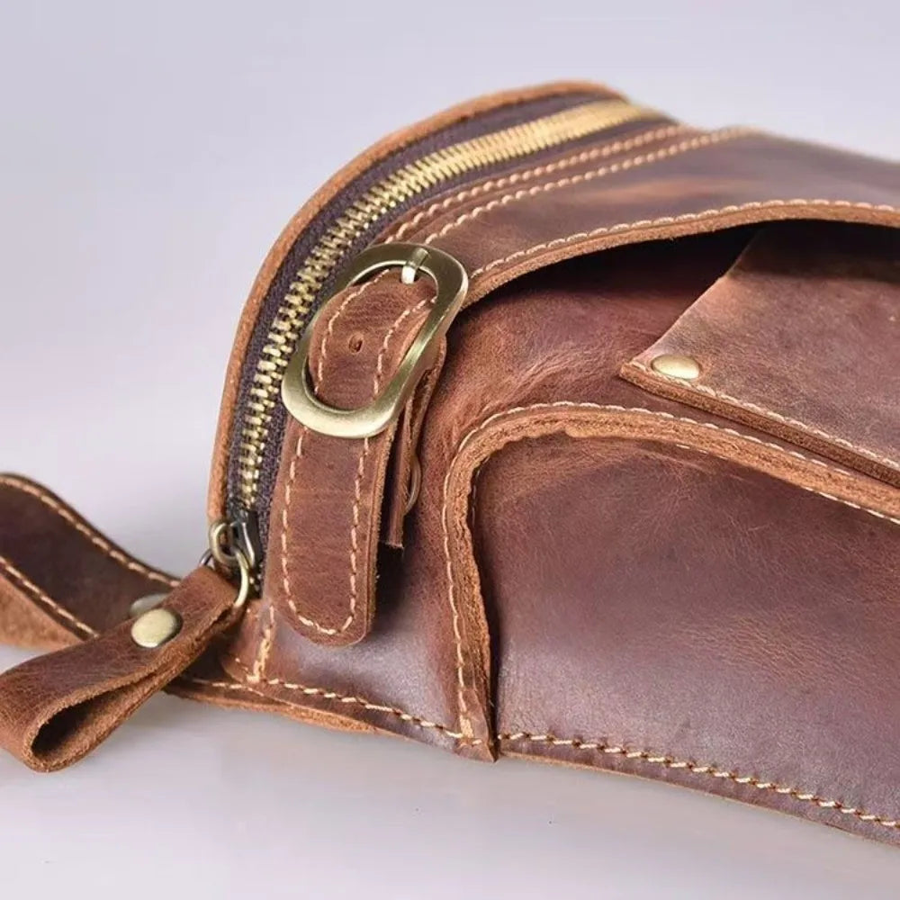 Men's Leather Belt Waist Bag Waterproof Phone Fanny Pack Belt Waist Bag Nixie