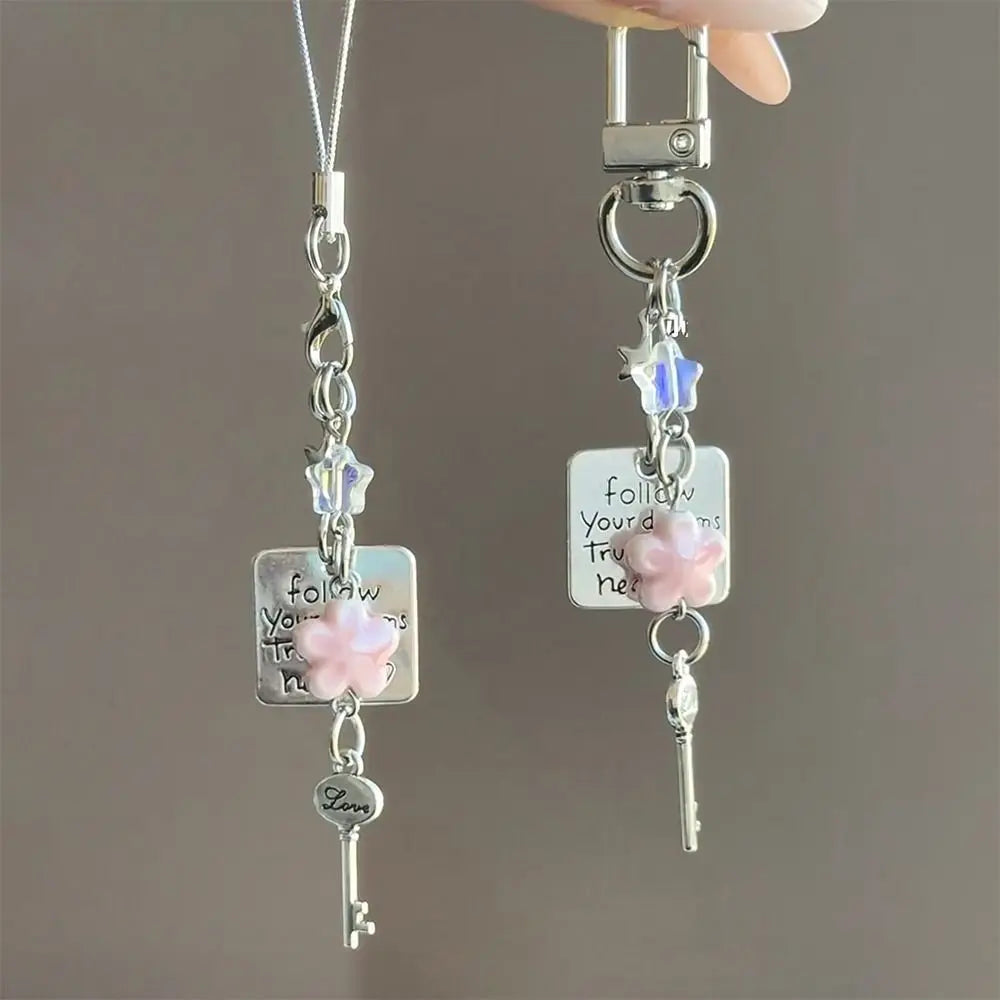 Beaded Wind Chime Keychain Resin Sakura Phone Charm Pendant Keychain Charm Nixie