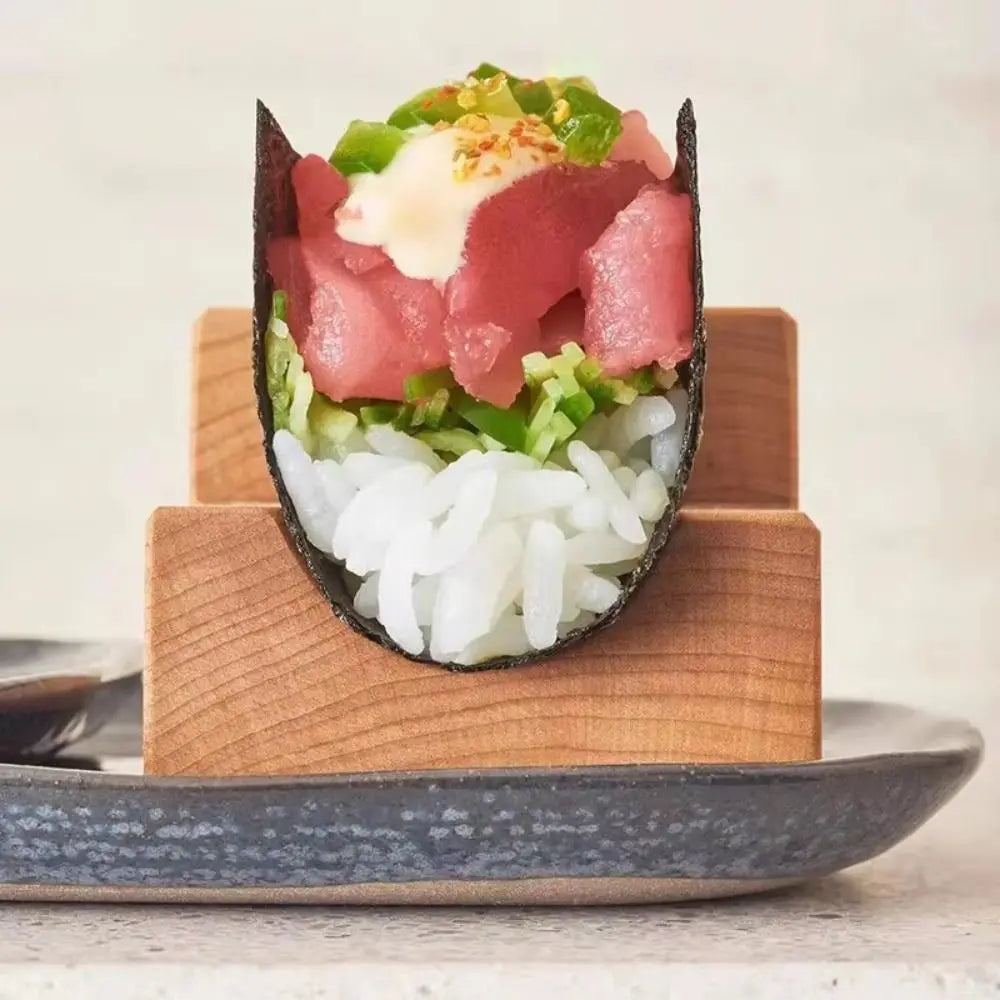 Wooden U-Shape Sushi Rack – Elegant Taco & Food Stand