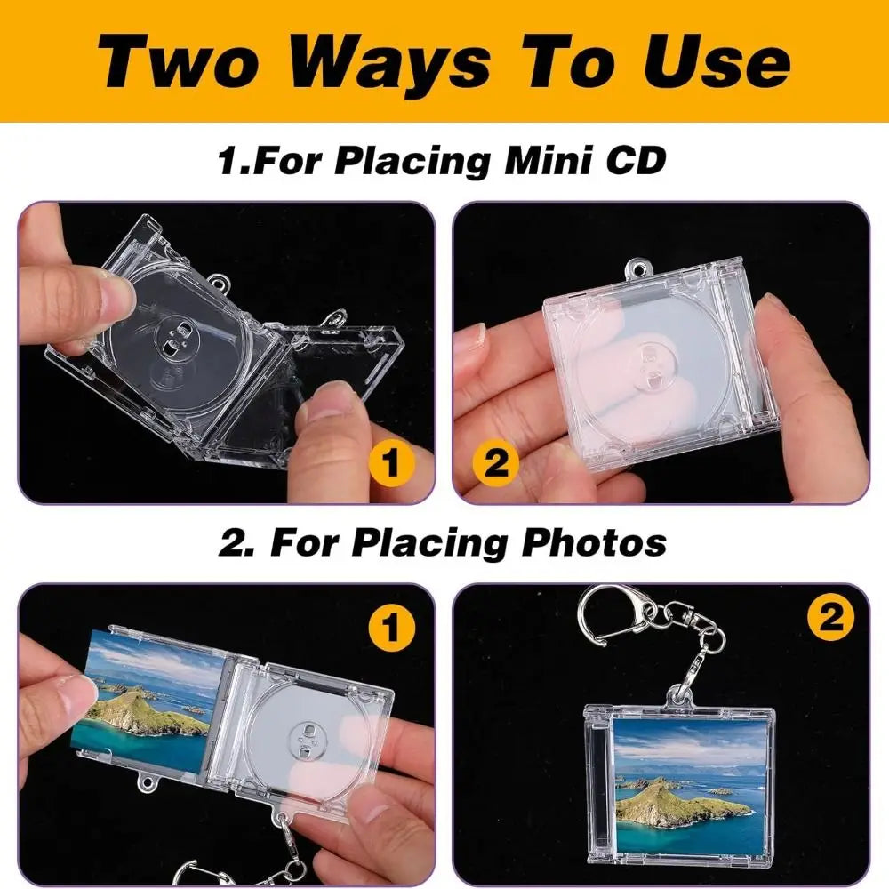 5pcs Acrylic Mini CD Holder Keychain – Customizable Keyring