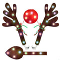 Christmas Car Reindeer Antlers & Red Nose Decoration Set Car Holiday Decoration Nixie Brown With Light