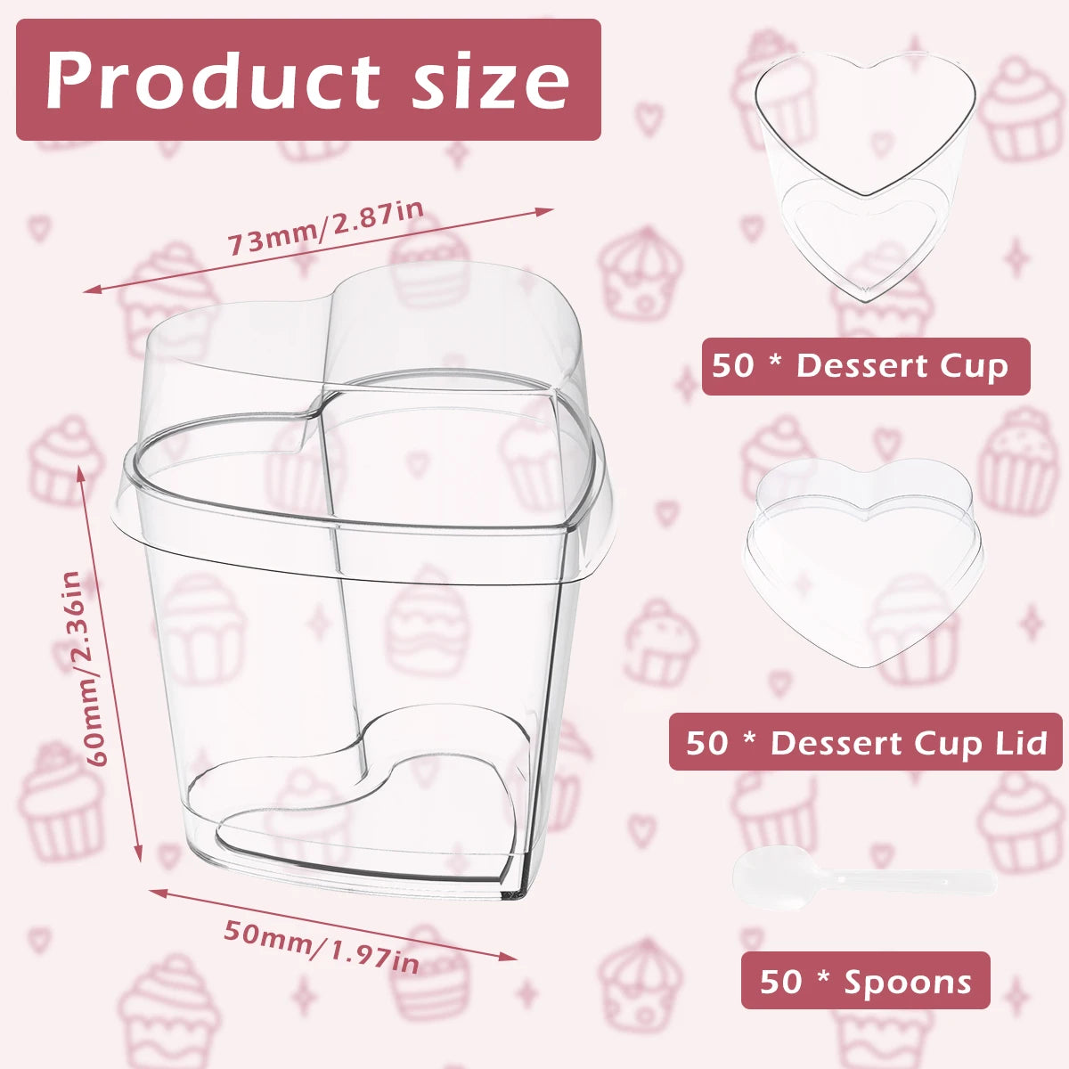 50Pcs Clear Plastic Dessert Cups 60/100/180ml with Lids & Spoons Plastic Dessert Cups Nixie