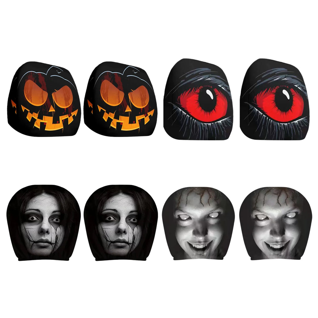 Horror Face Car Headrest Covers | Elastic Stretch 2 Pack Car Headrest Cover Nixie