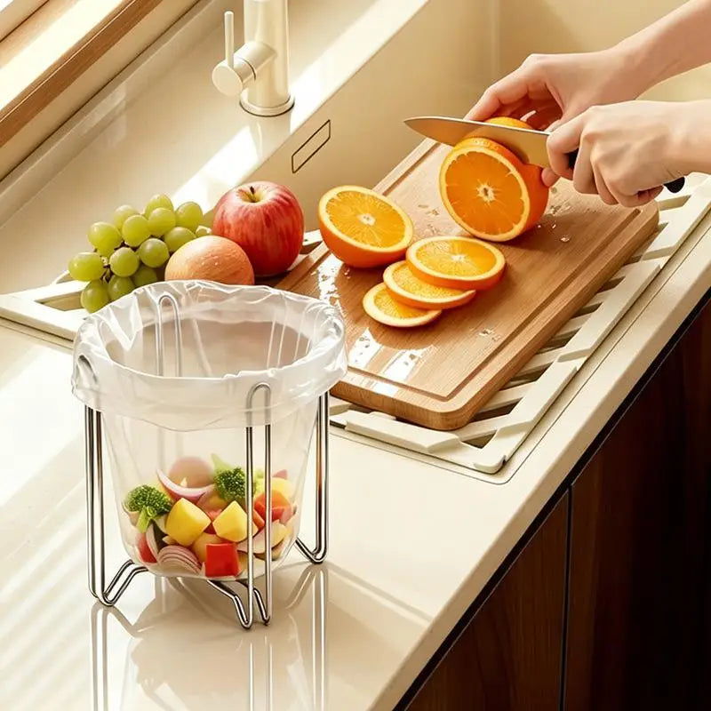 304 Stainless Steel Trash Bag Holder for Kitchen Sink Kitchen Waste Organizer Nixie
