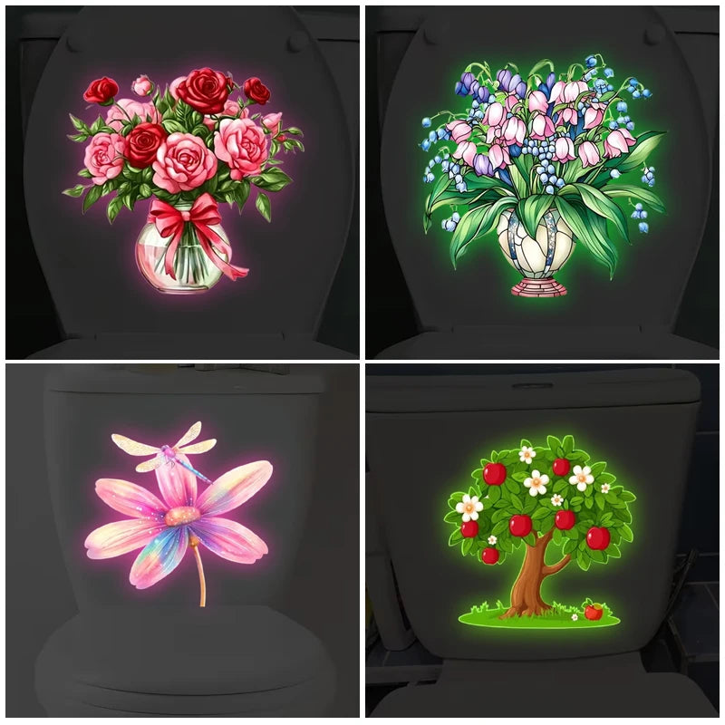 Glow-in-the-Dark Flower Toilet Sticker | Luminous Home Decal Wall Decor Sticker Nixie