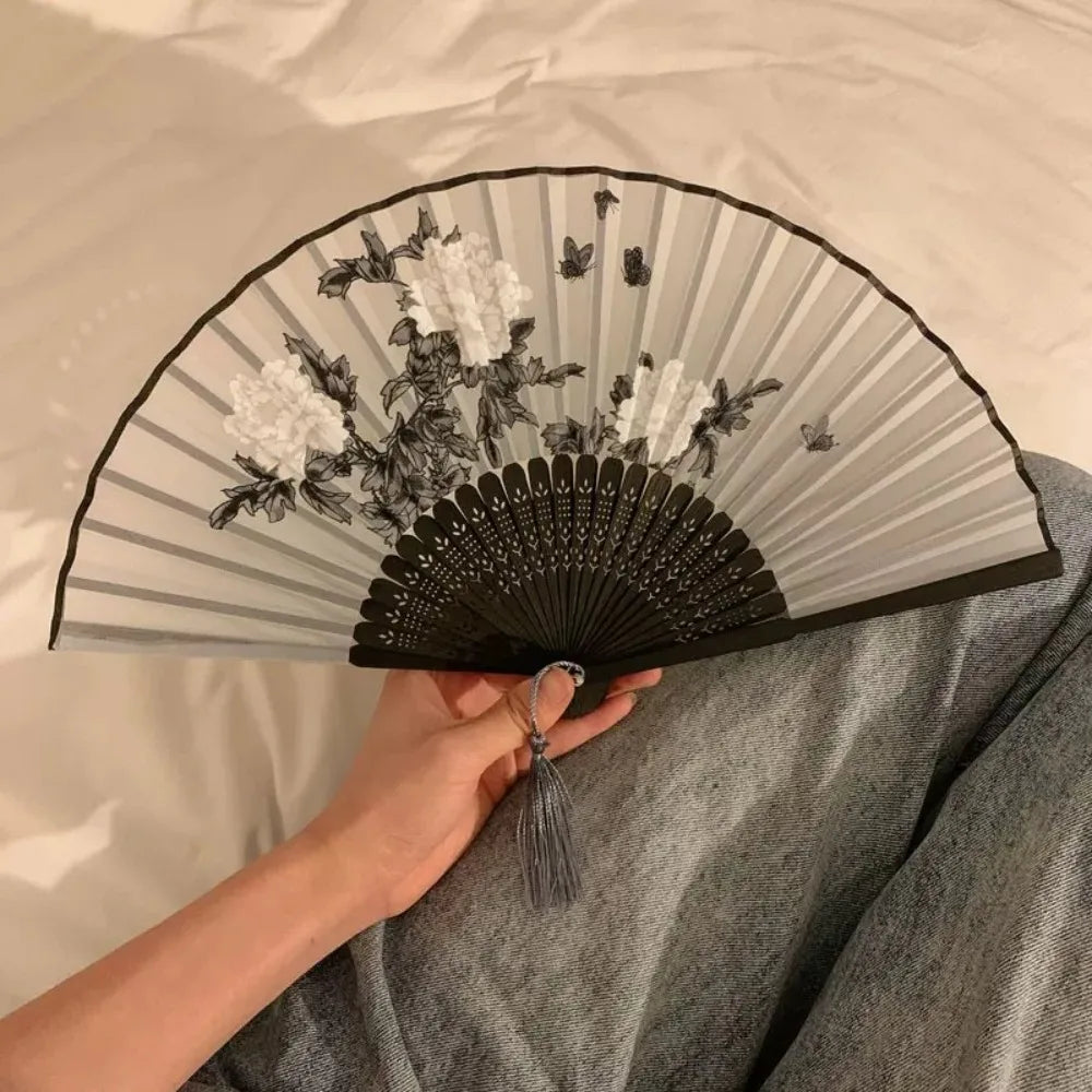 Vintage Chinese Japanese Folding Fan – Colorful Silk & Plastic