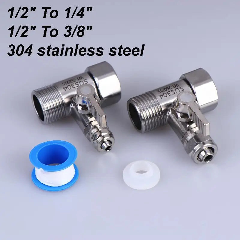 RO Feed Water Adapter 1/2" to 1/4" 3/8" Tap Tee & Ball Valve Plumbing Pipe Fitting Nixie