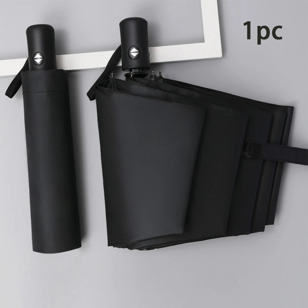 8-Rib Auto Folding Windproof Travel Umbrella | One-Touch Open Folding Travel Umbrella Nixie black 8K Iron