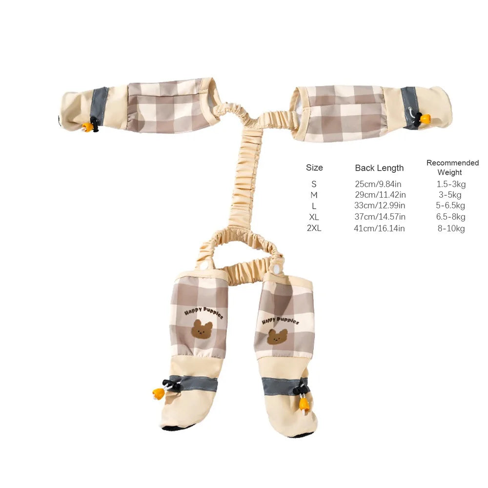 Reflective Dog Boot Leggings – Dustproof Anti-Slip Pet Pants Dog Boot Leggings Nixie Brown Grid - XL
