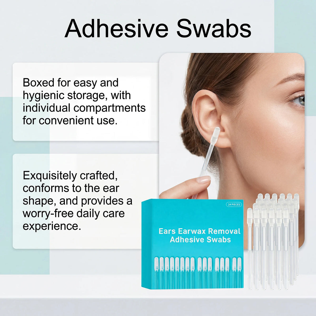 24 Pcs Sticky Ear Wax Removal Swabs – Disposable Ear Cleaner Ear Care Swabs Nixie