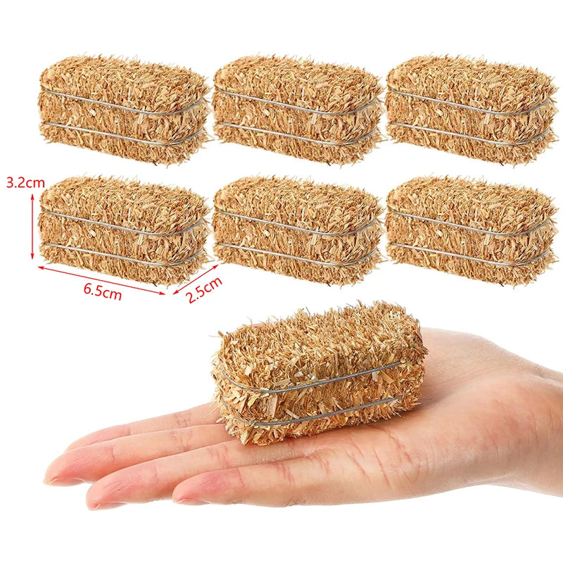 6pcs Mini Hay Bales Rustic Miniature Farmhouse Dollhouse Decor Miniature Figurine Set Nixie