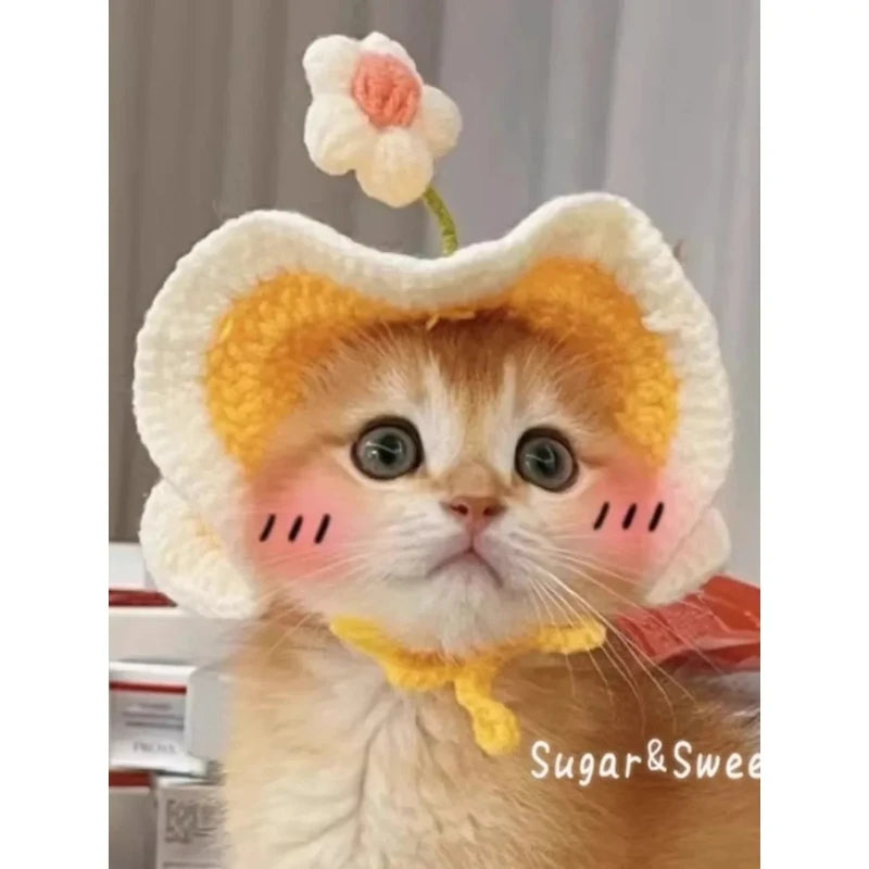 Handmade Woven Pet Hat for Cats & Dogs – Fun Headwear Pet Costume Hat Nixie