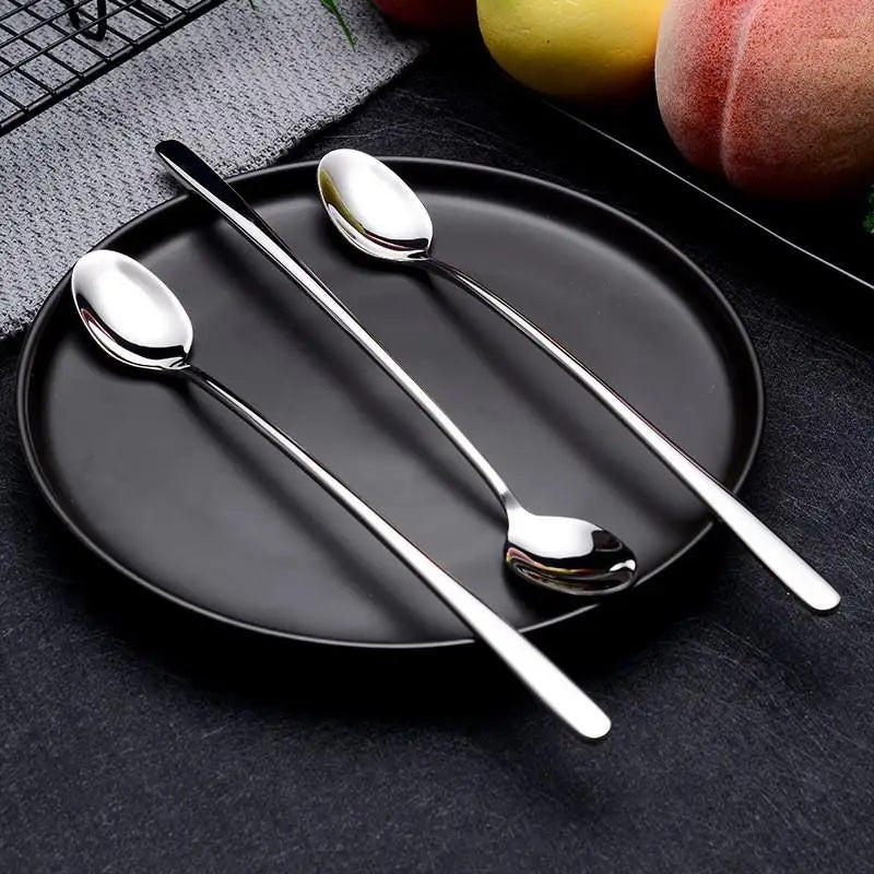 Stainless Steel Long Handle Spoons for Coffee & Ice Cream 6/10 Pcs Kitchen Spoon Set Nixie
