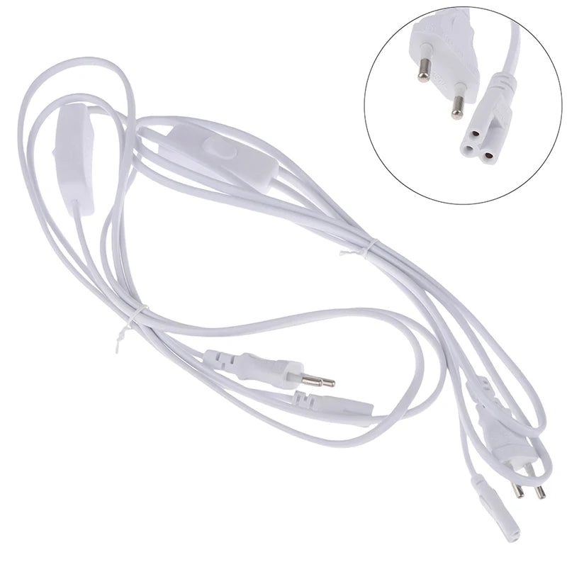 1.8m EU Plug Switch Power Cord Cable for T5 T8 LED Tubes